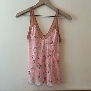 Pinko pink and orange shoe print camisole